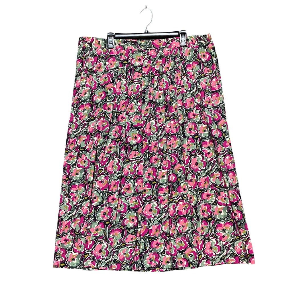 VTG Pendleton Sophisticates Plus 18W Floral Midi Skirt Black Pink Green Pleated